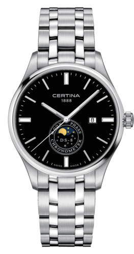 Certina DS-8 Moon Phase Stainless Steel / Black / Bracelet